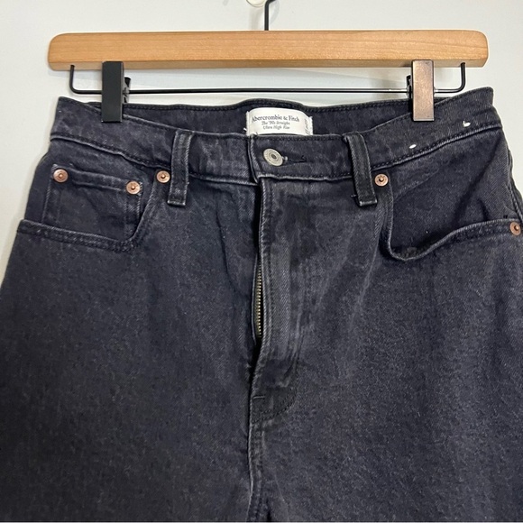 Abercrombie & fitch the 90s straight ultra high rise black jeans size 4 long - Picture 3 of 8